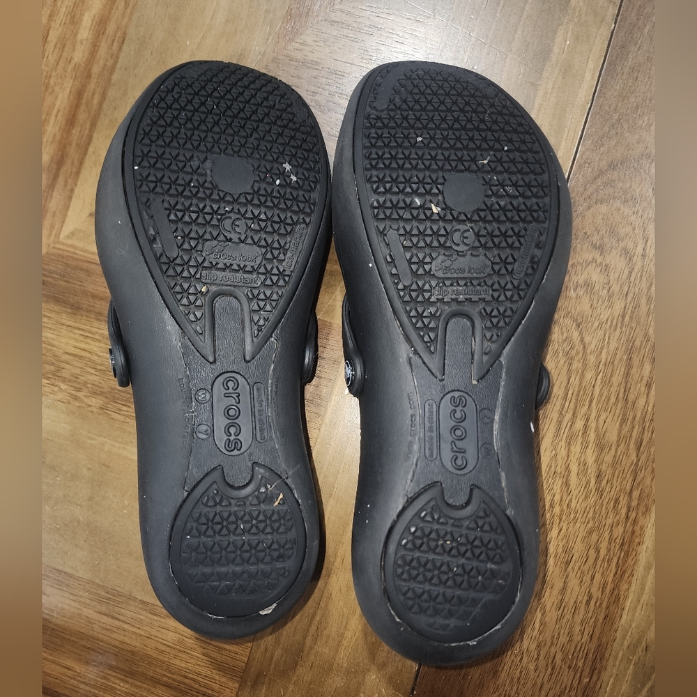 Crocs Slip On Slide On Ballet Flats Mary Janes Black Sz 7 Womens - Picture 7 of 9